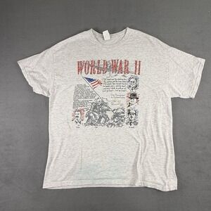 Vintage World War II Chronology History t-shirt 90s men's XL Churchill Roosevelt